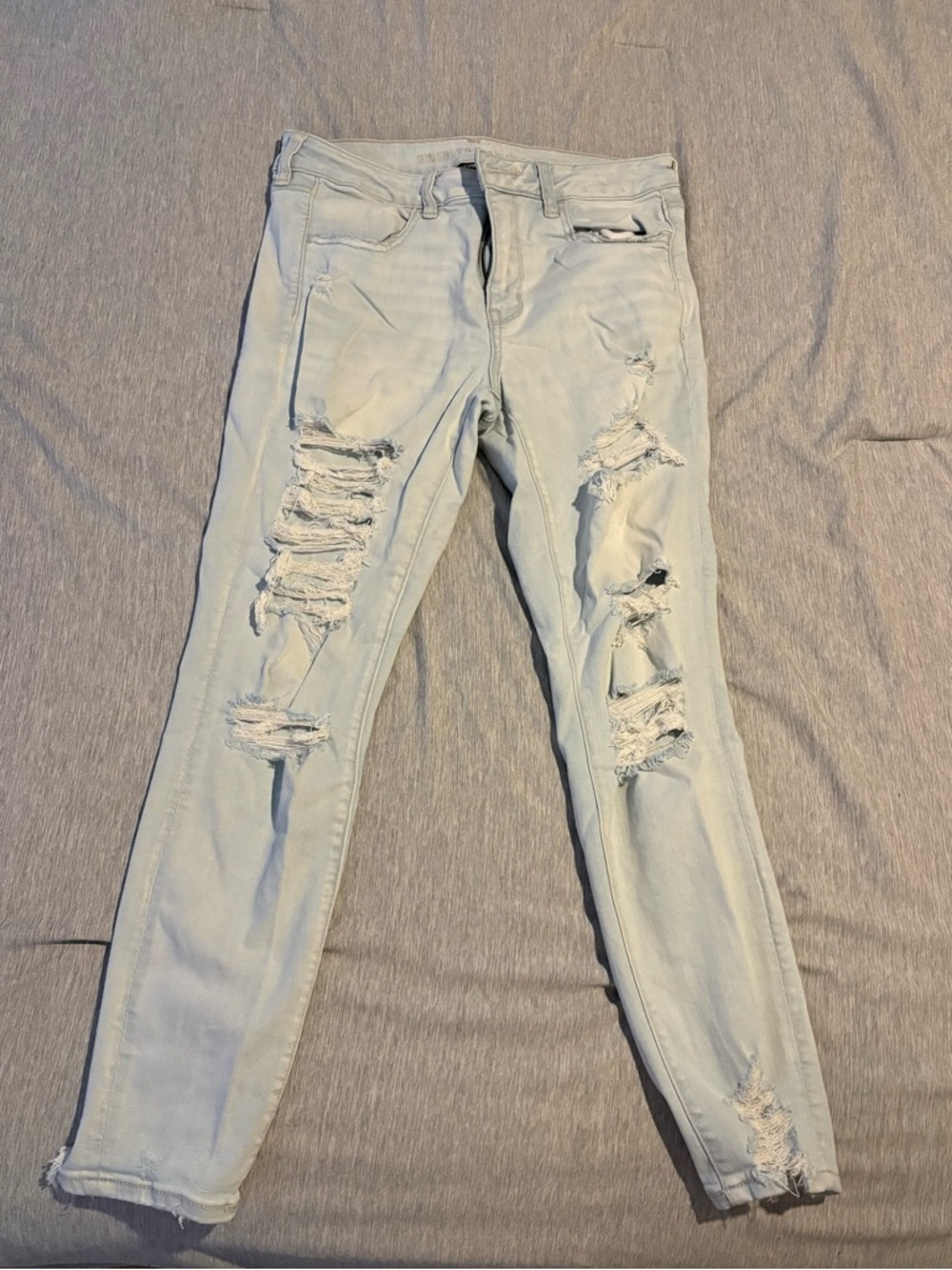 American Eagle Outfitters Light Blue Ripped High-Rise Jeans